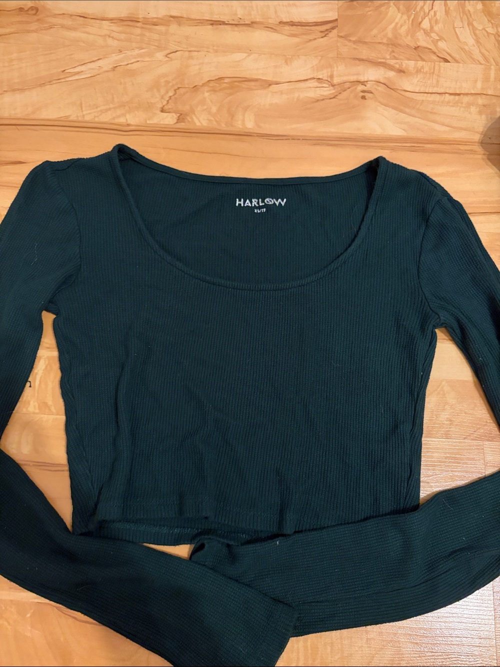 Harlow Dark Green Scoop Neck Long Sleeve Top